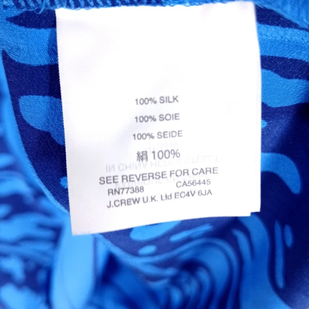 J.Crew Silk Top Womens 12T Blue Tropical‎ Floral V-Neck Sleeveless Coastal Boho